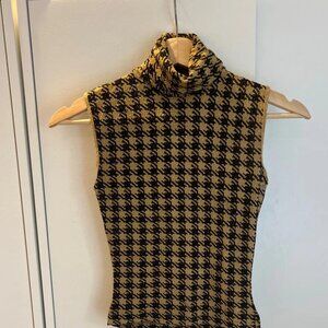 Vintage Y2K 90s glitter gold patterned crop top